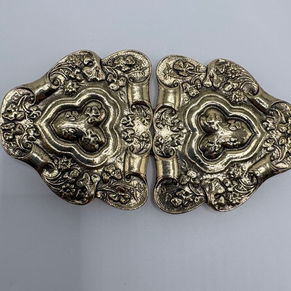 Vintage Two-Piece Gold-Tone Floral Belt Buckle
